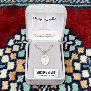 St. Paul the Apostle Sterling Silver Oval Religious Medal 20” Stainless Chain